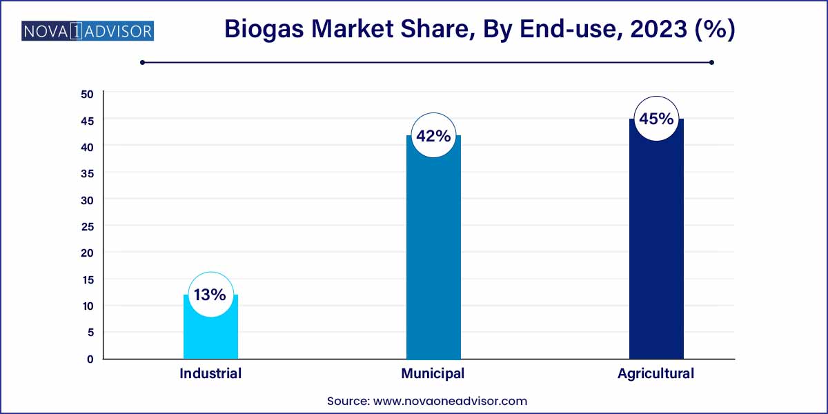 Biogas Market Share, By End-use, 2023 (%)