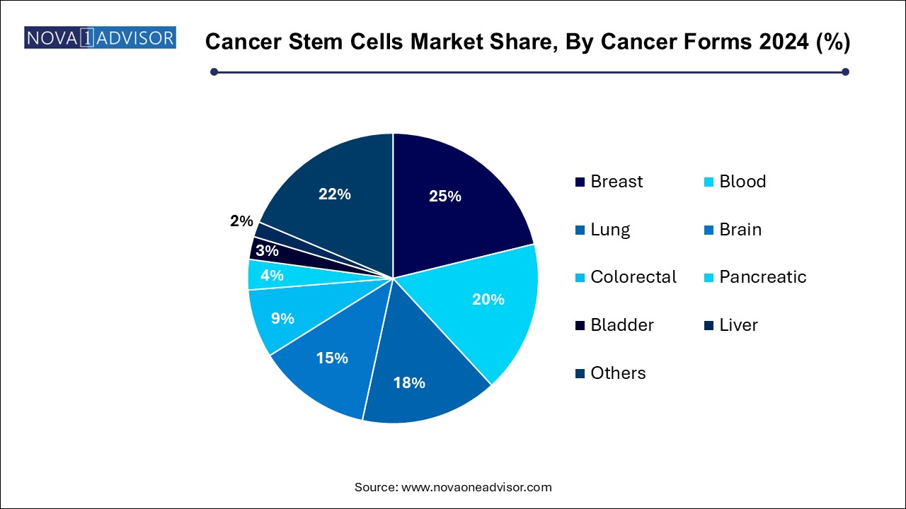 Cancer Stem Cells Market Share, By Cancer Forms 2024 (%)
