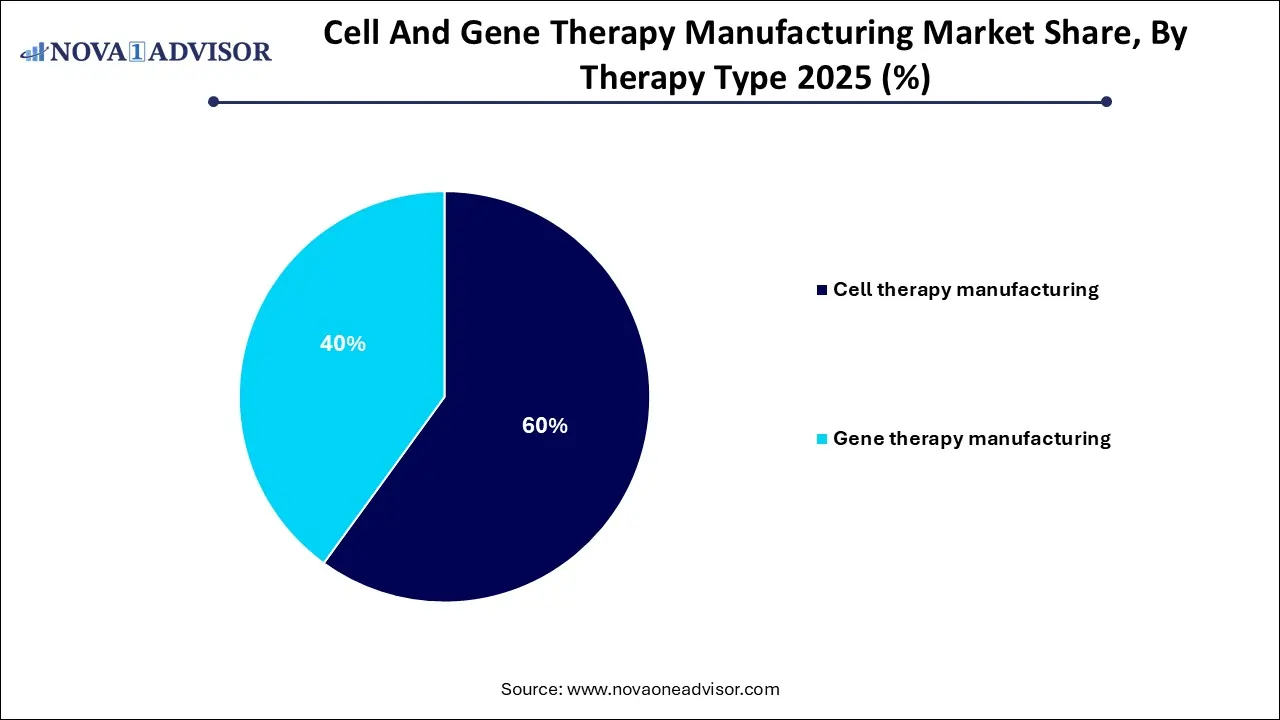 Cell And Gene Therapy Manufacturing Market Share, By Therapy Type 2025 (%)