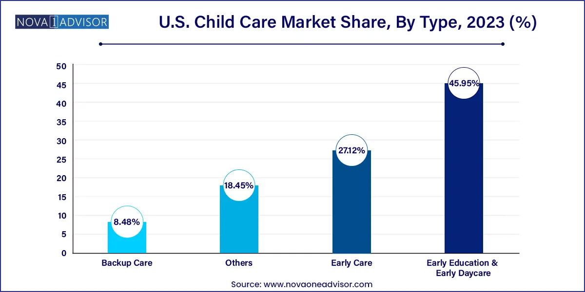 U.S. Child Care Market Share, By Type, 2023 (%)