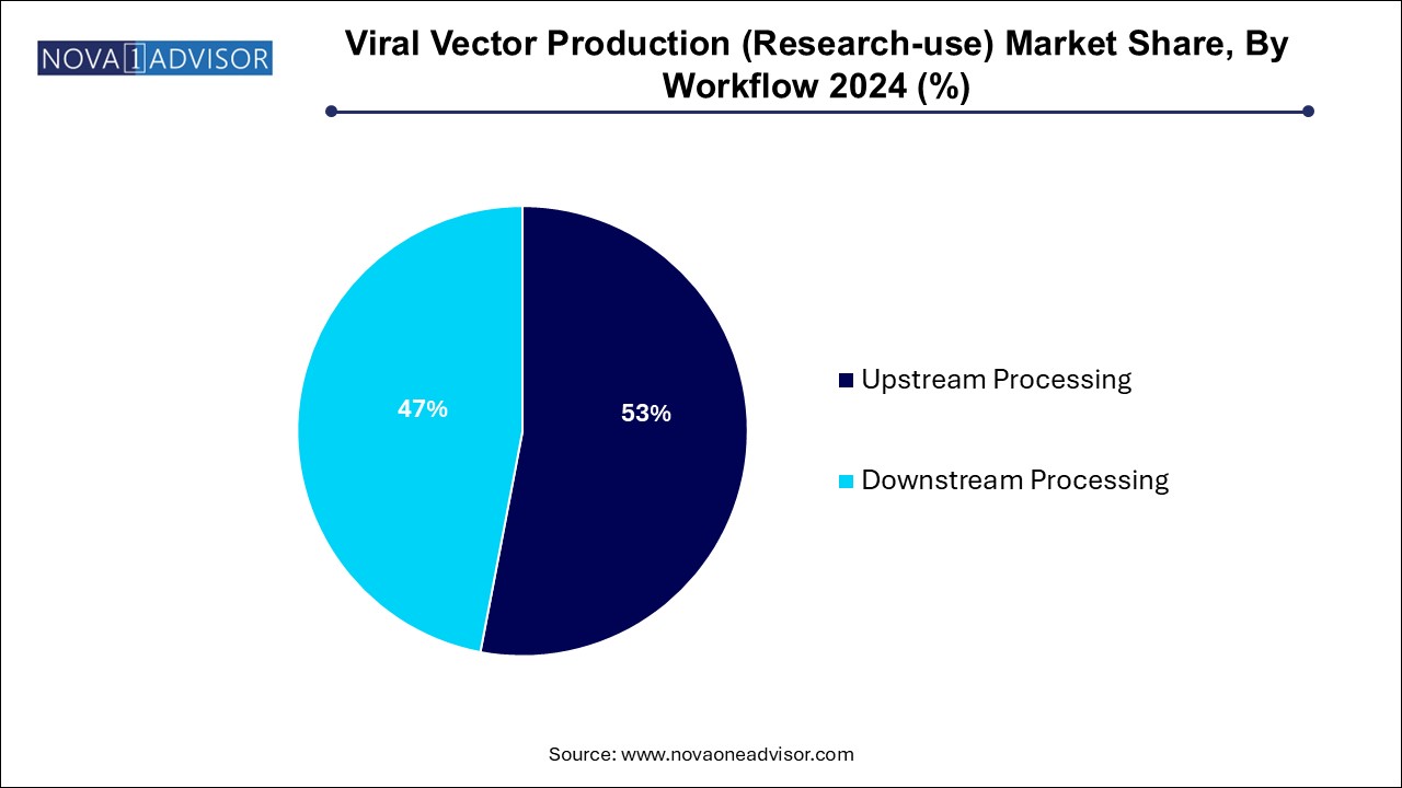 Viral Vector Production (Research-use) Market Share, By Workflow 2024 (%)